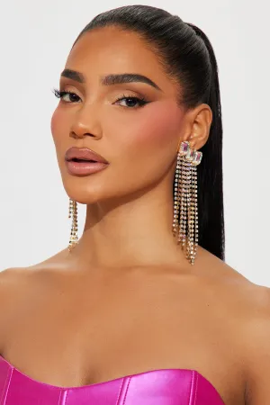 All Of The Lights Rhinestone Earrings - Gold