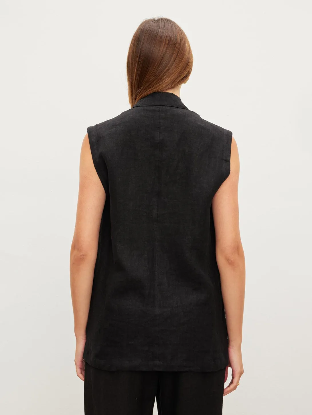 Bethan Linen Vest - Black
