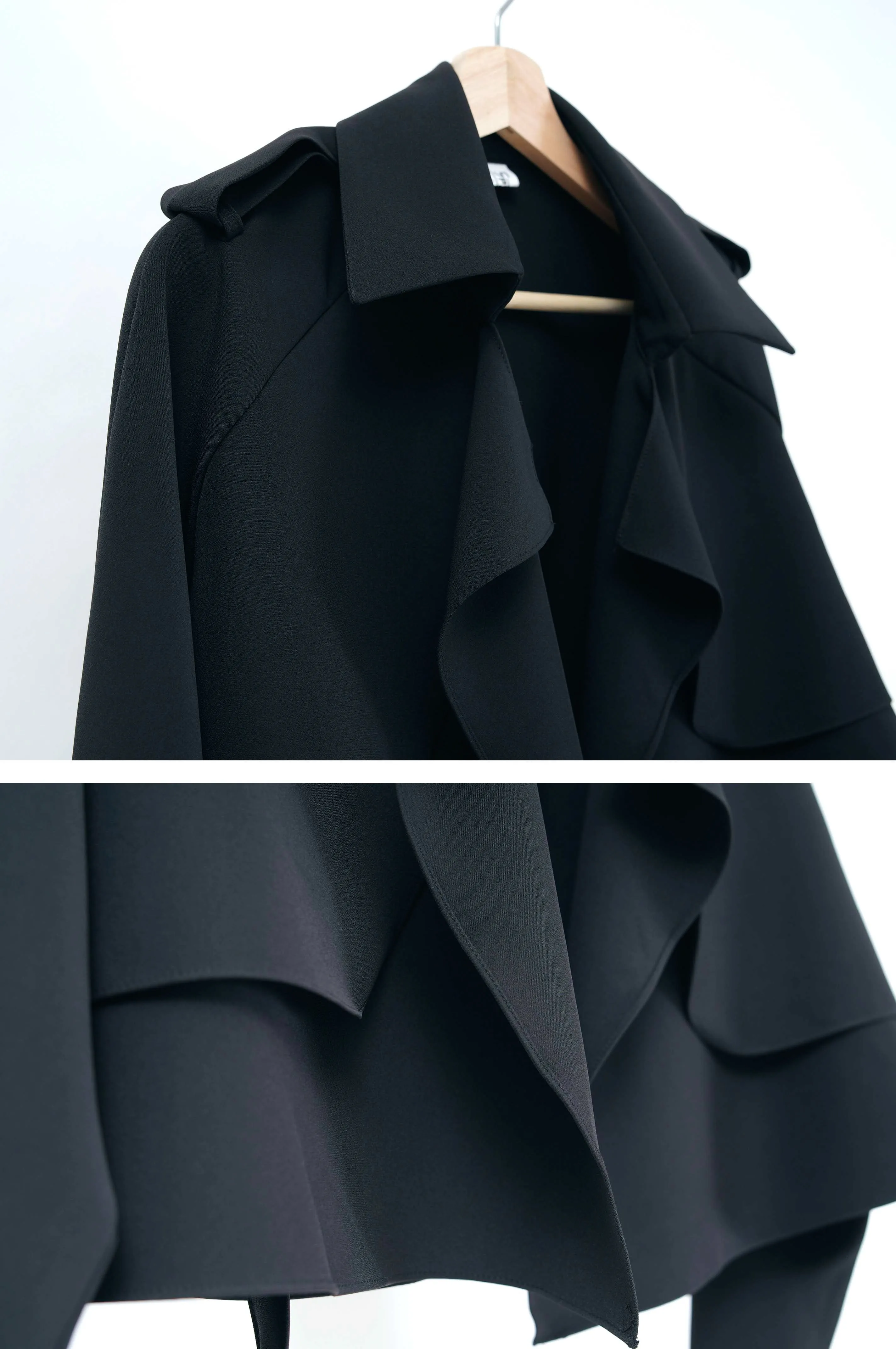 Black crop jacket in trench coat style