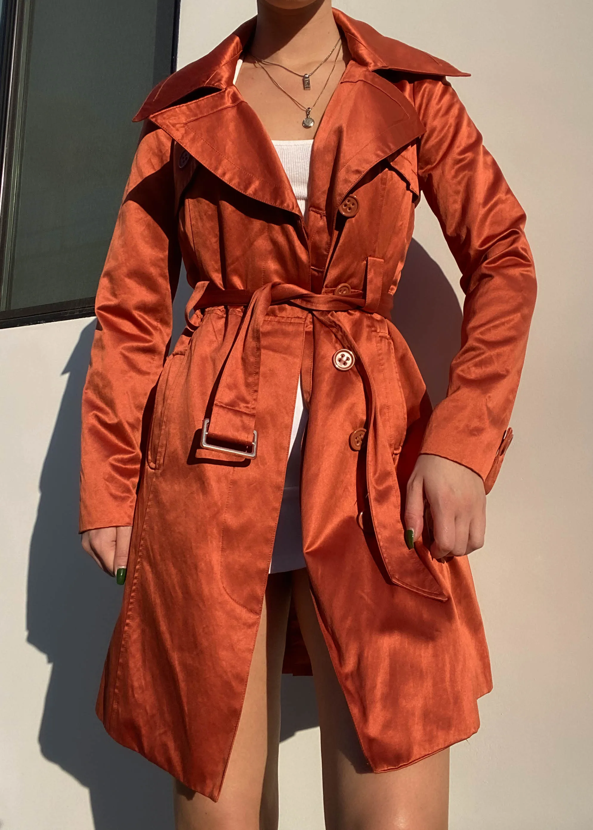 Burnt Orange Bebe Trench (S)