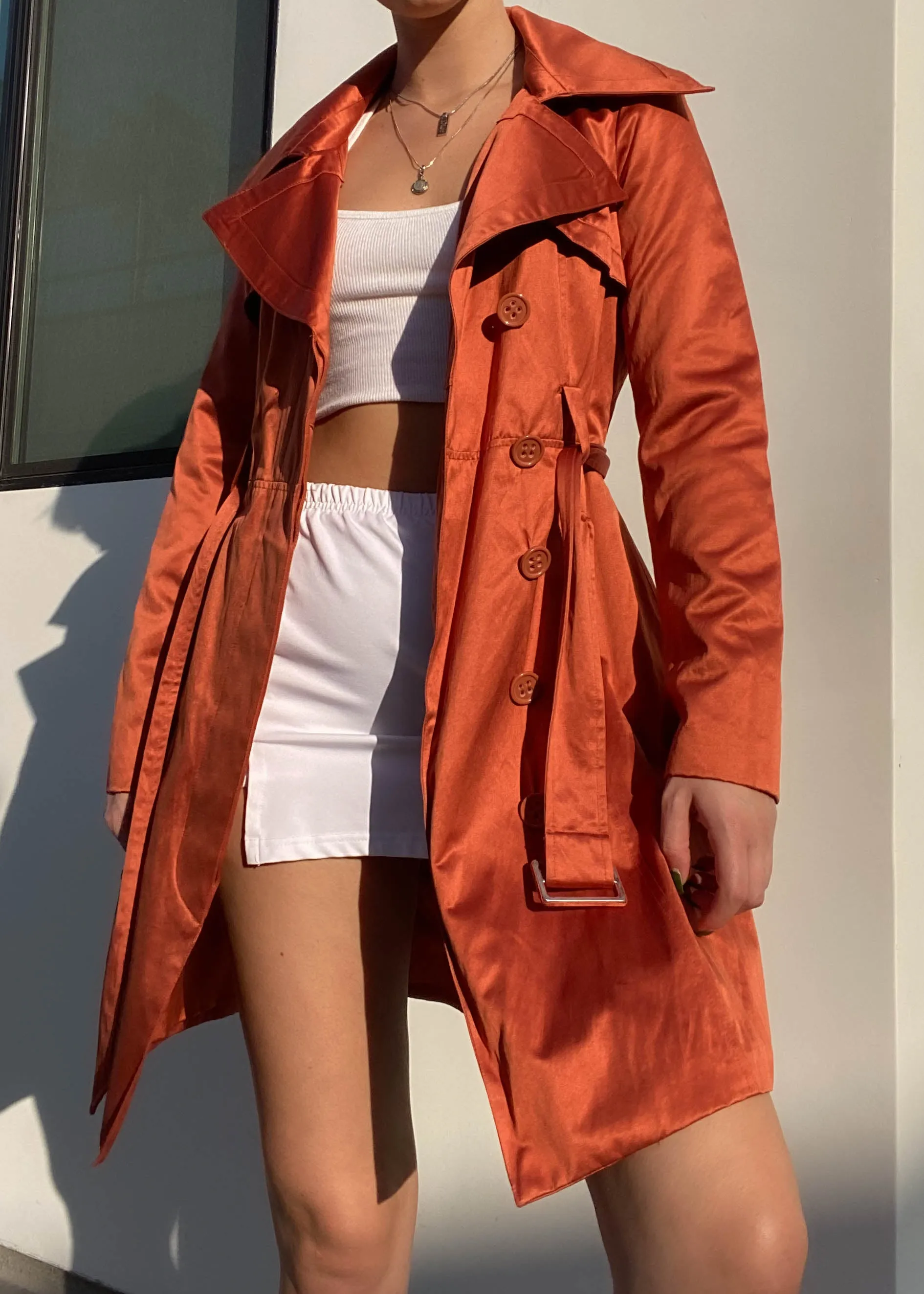 Burnt Orange Bebe Trench (S)