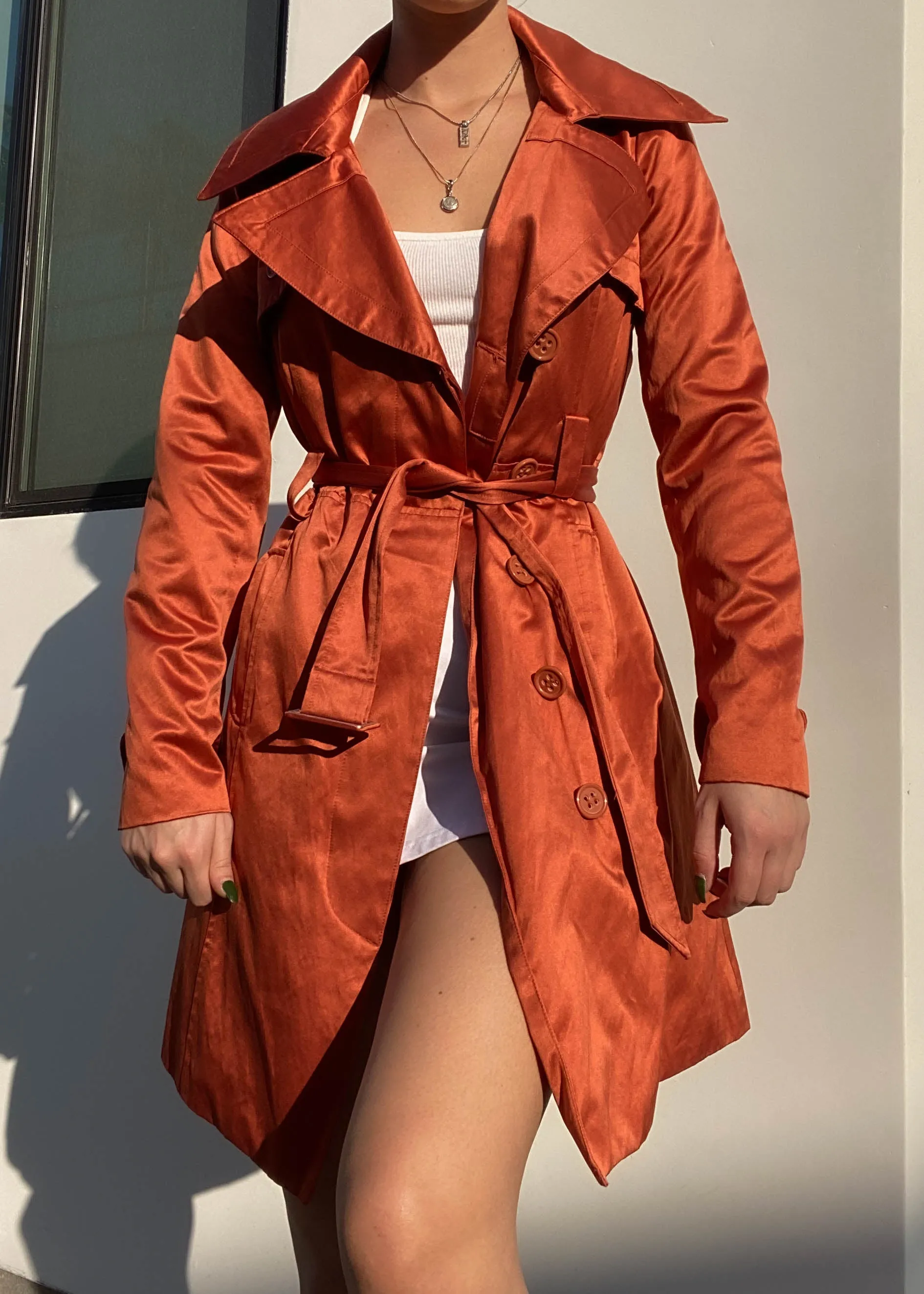 Burnt Orange Bebe Trench (S)
