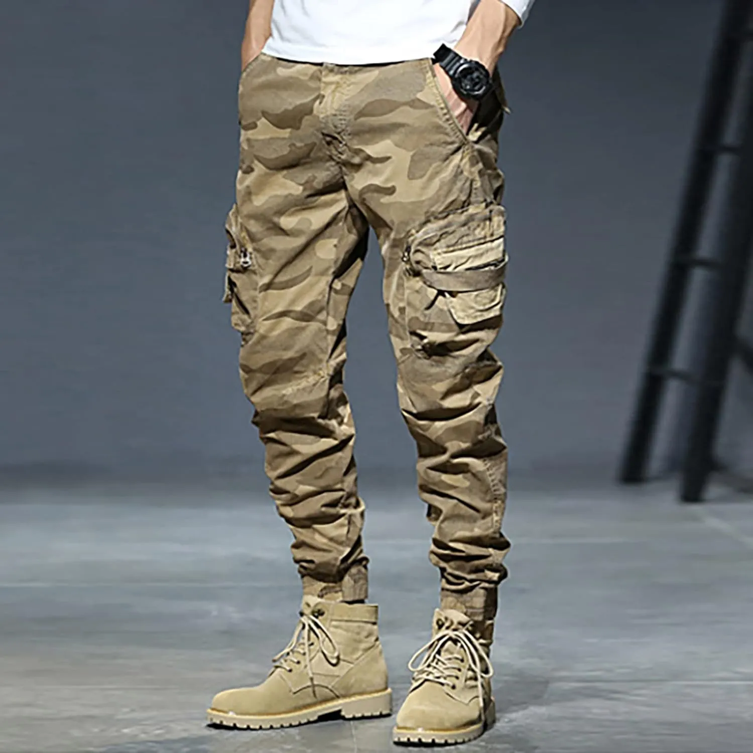 Cargo Pants for Men Relaxed Fit Casual Lightweight Elastic Waist Drawstring Beach Pants for Men Jogger Yoga Trousers