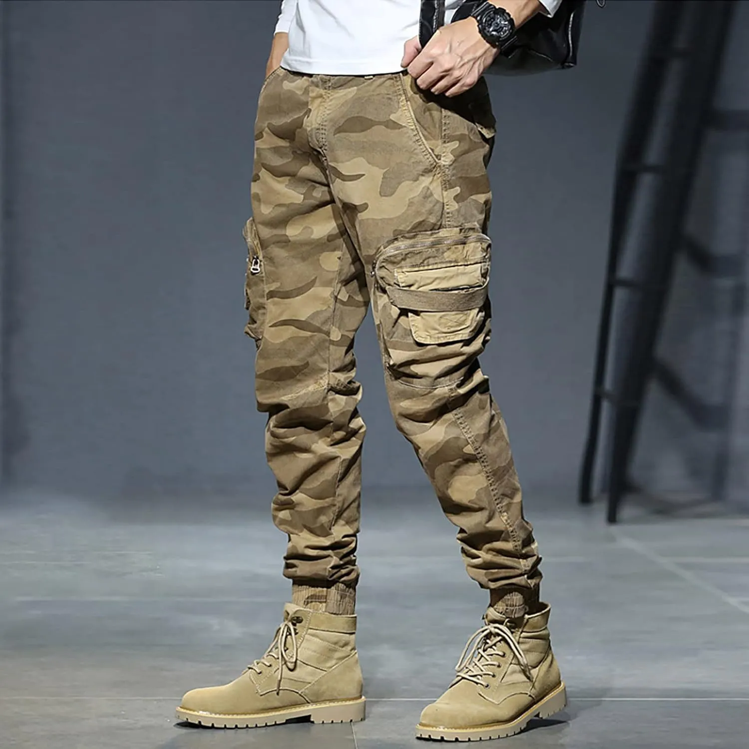 Cargo Pants for Men Relaxed Fit Casual Lightweight Elastic Waist Drawstring Beach Pants for Men Jogger Yoga Trousers