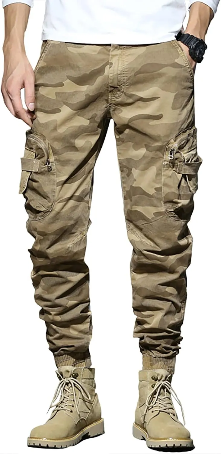 Cargo Pants for Men Relaxed Fit Casual Lightweight Elastic Waist Drawstring Beach Pants for Men Jogger Yoga Trousers