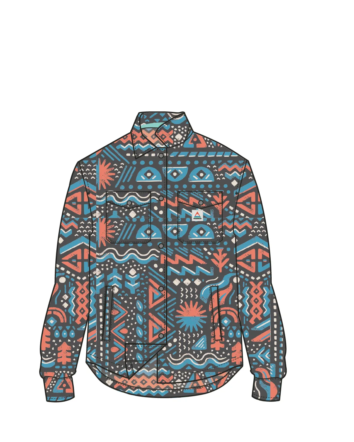 East Recycled Polar Fleece Shirt - Elemental Geo Black