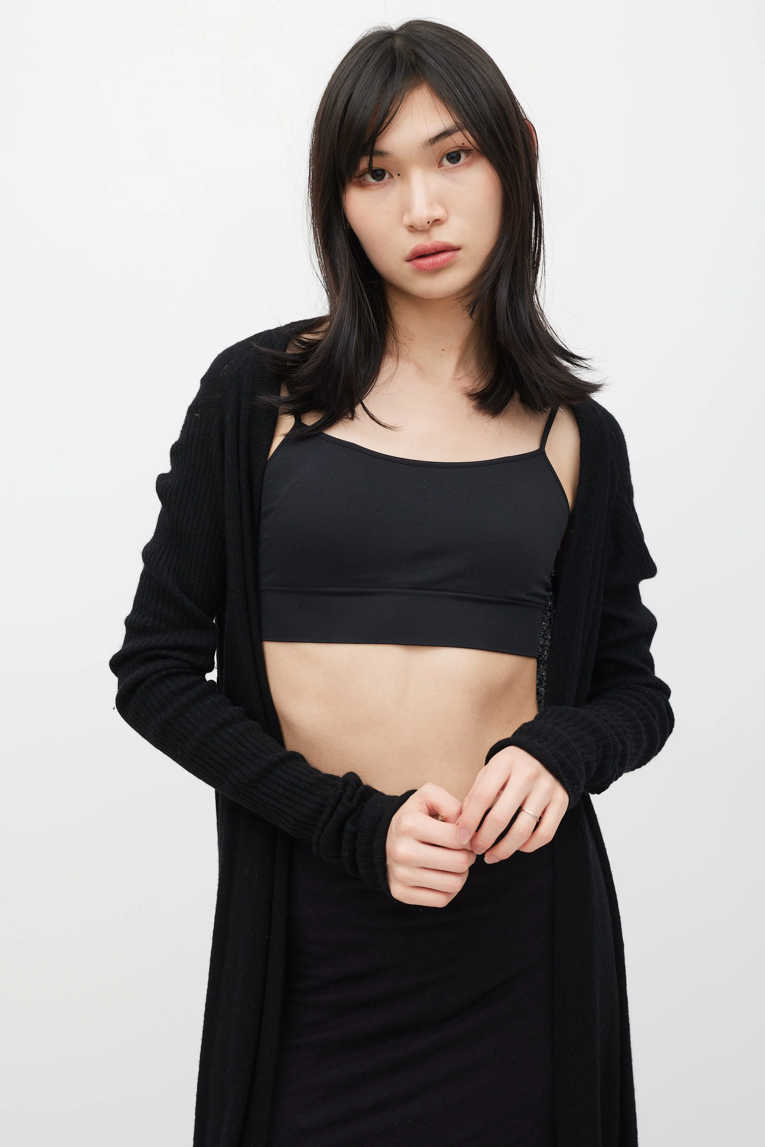 FW 2006 Dustulator Black Knit Open Cardigan