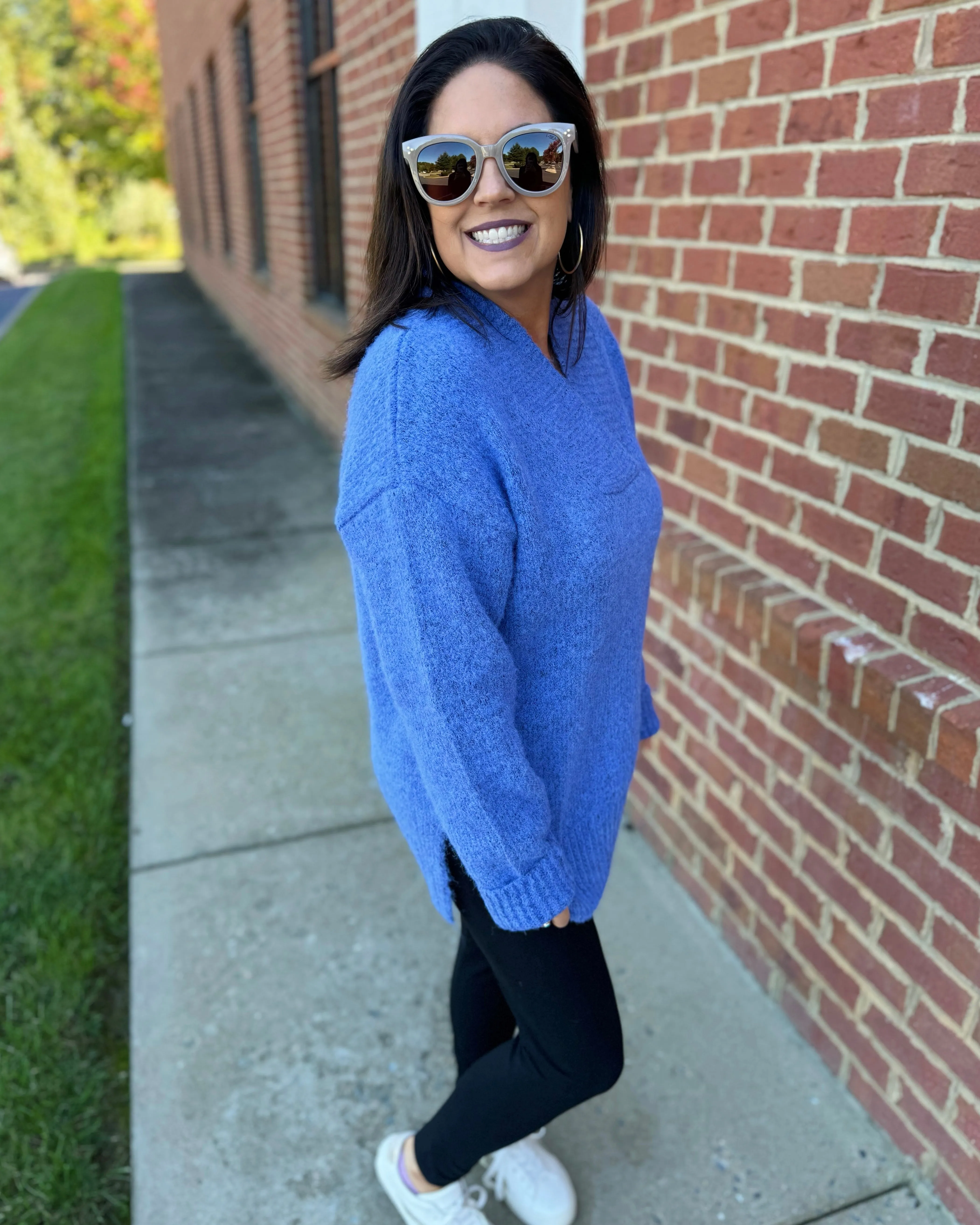 Georgia Slouchy Sweater in Slate Blue FINAL SALE