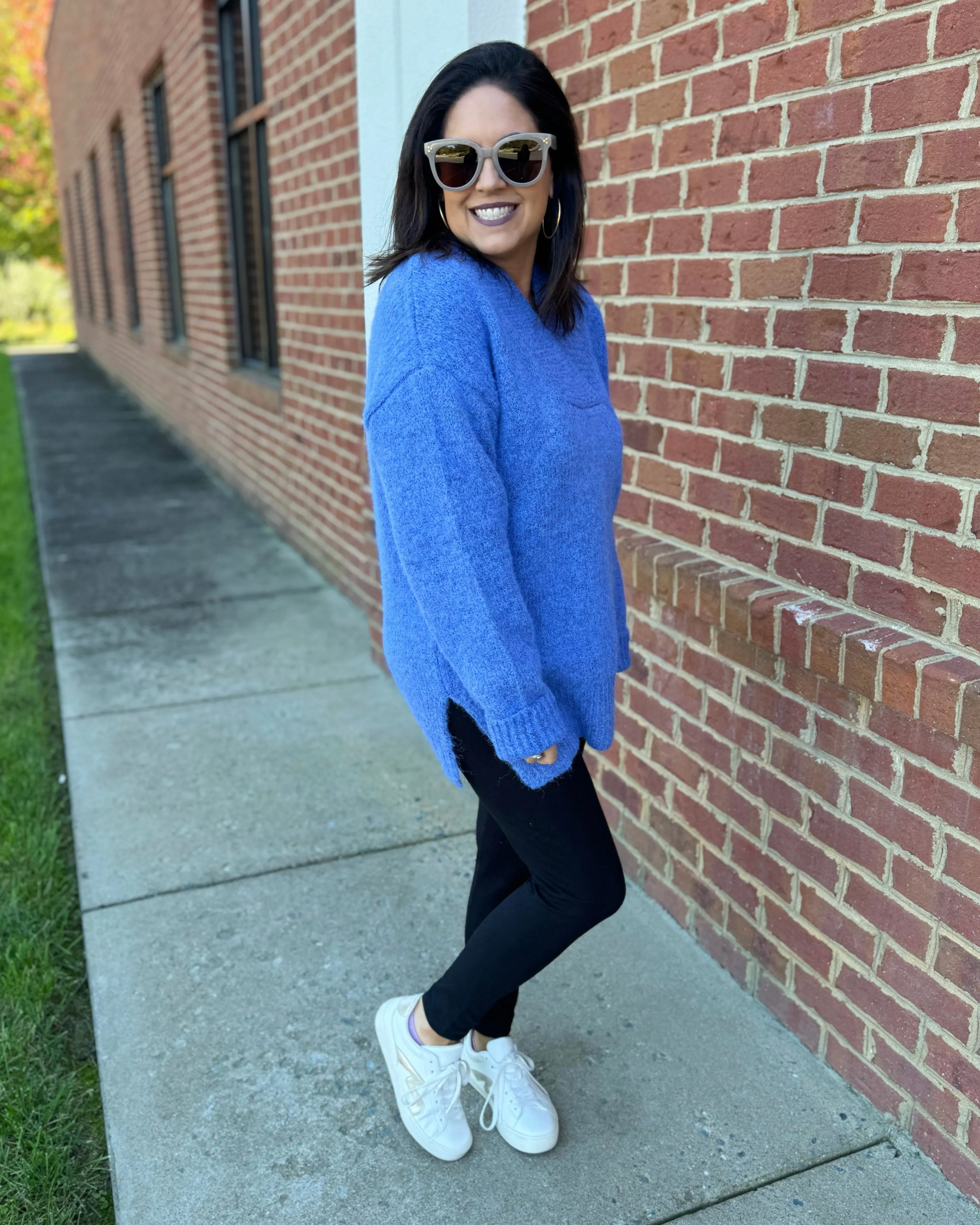 Georgia Slouchy Sweater in Slate Blue FINAL SALE