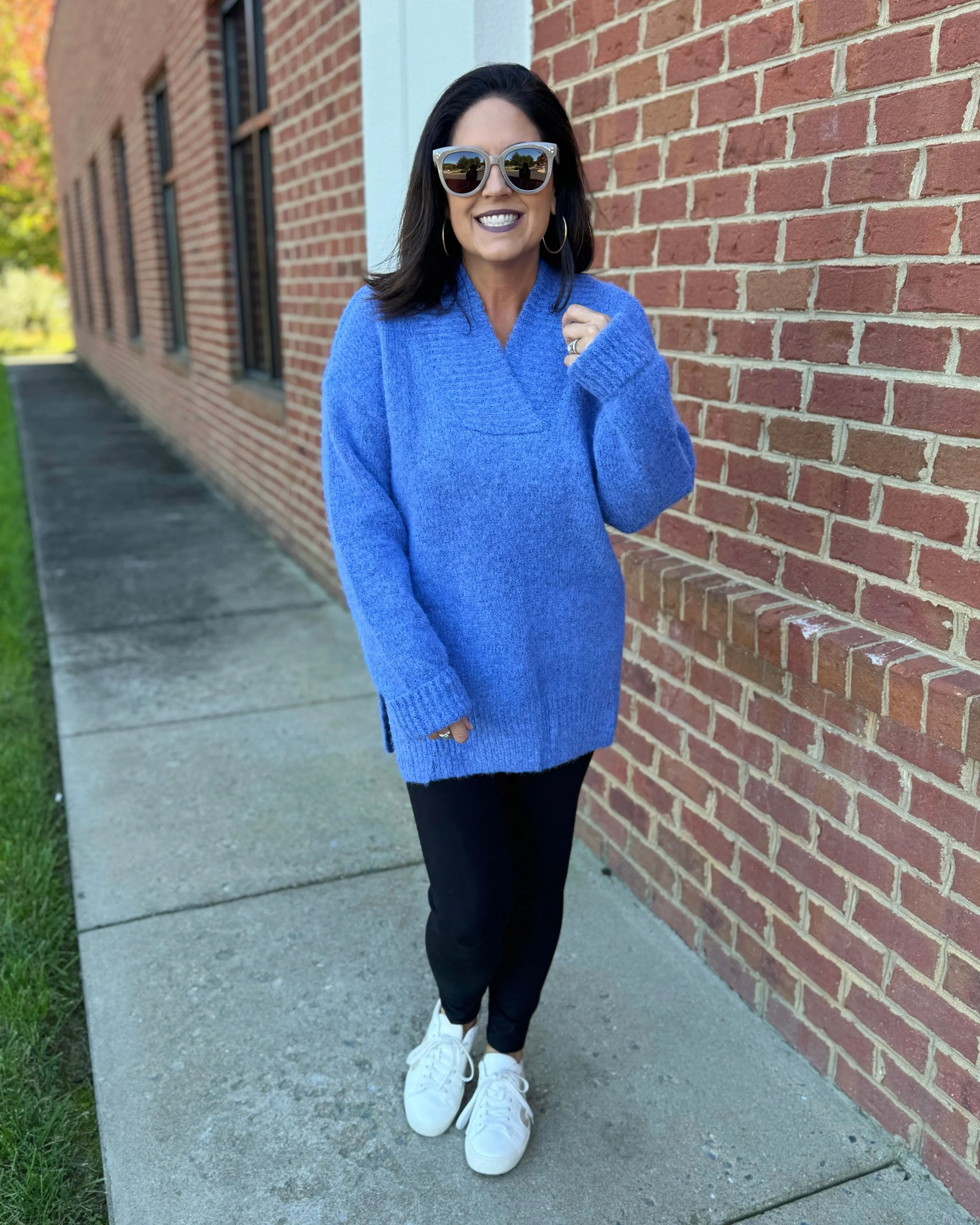 Georgia Slouchy Sweater in Slate Blue FINAL SALE