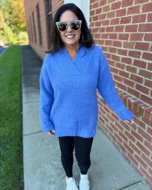 Georgia Slouchy Sweater in Slate Blue FINAL SALE