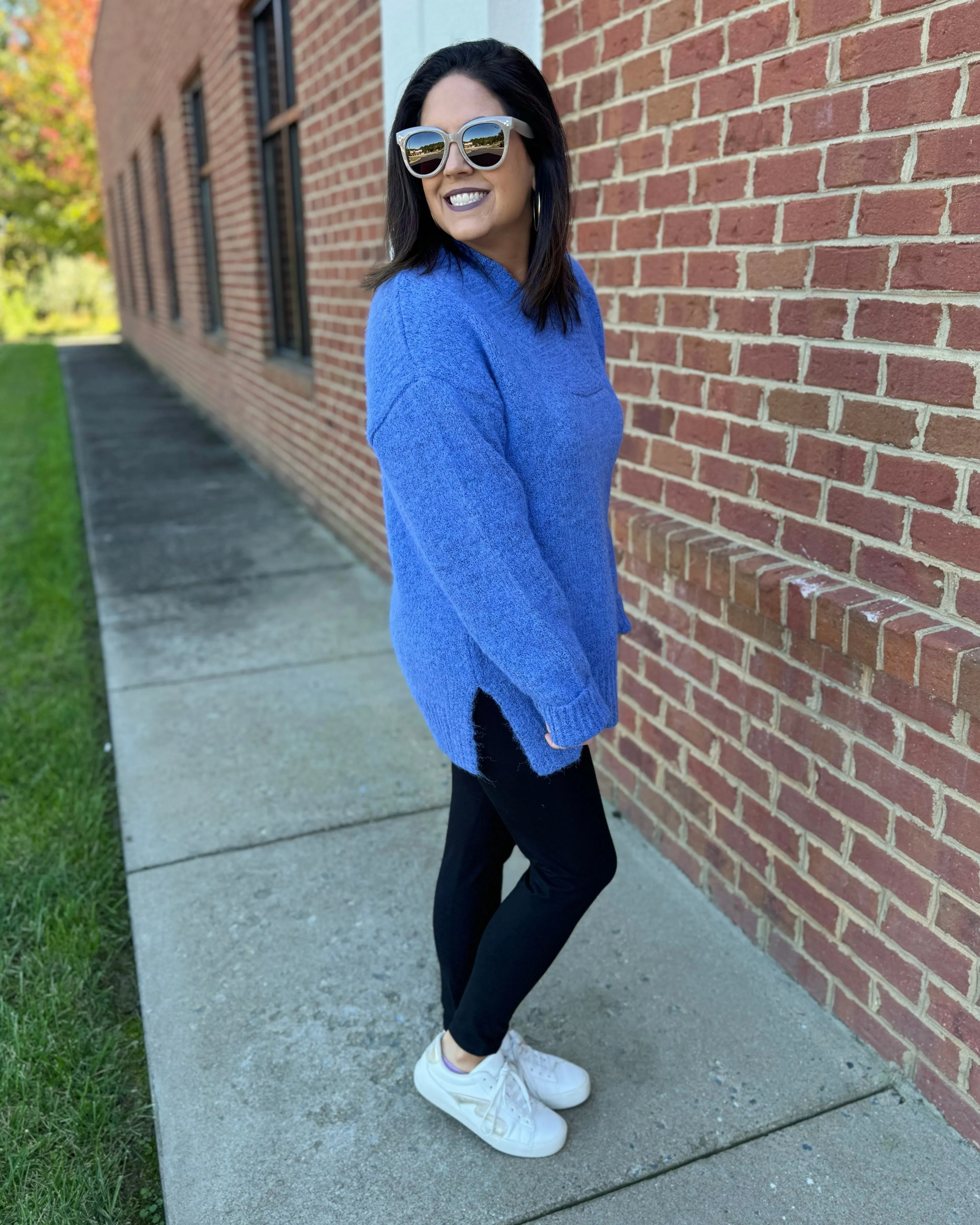 Georgia Slouchy Sweater in Slate Blue FINAL SALE