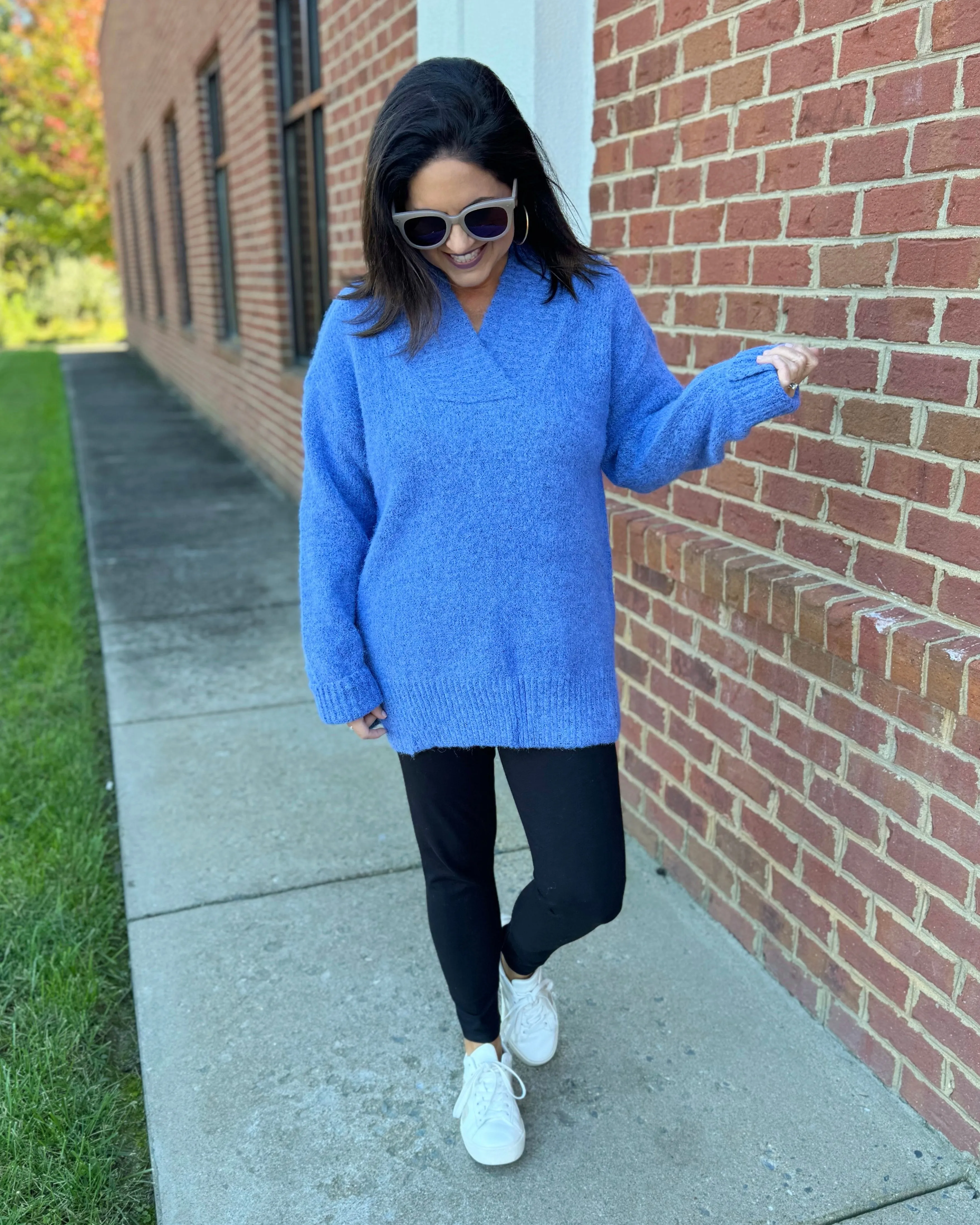 Georgia Slouchy Sweater in Slate Blue FINAL SALE