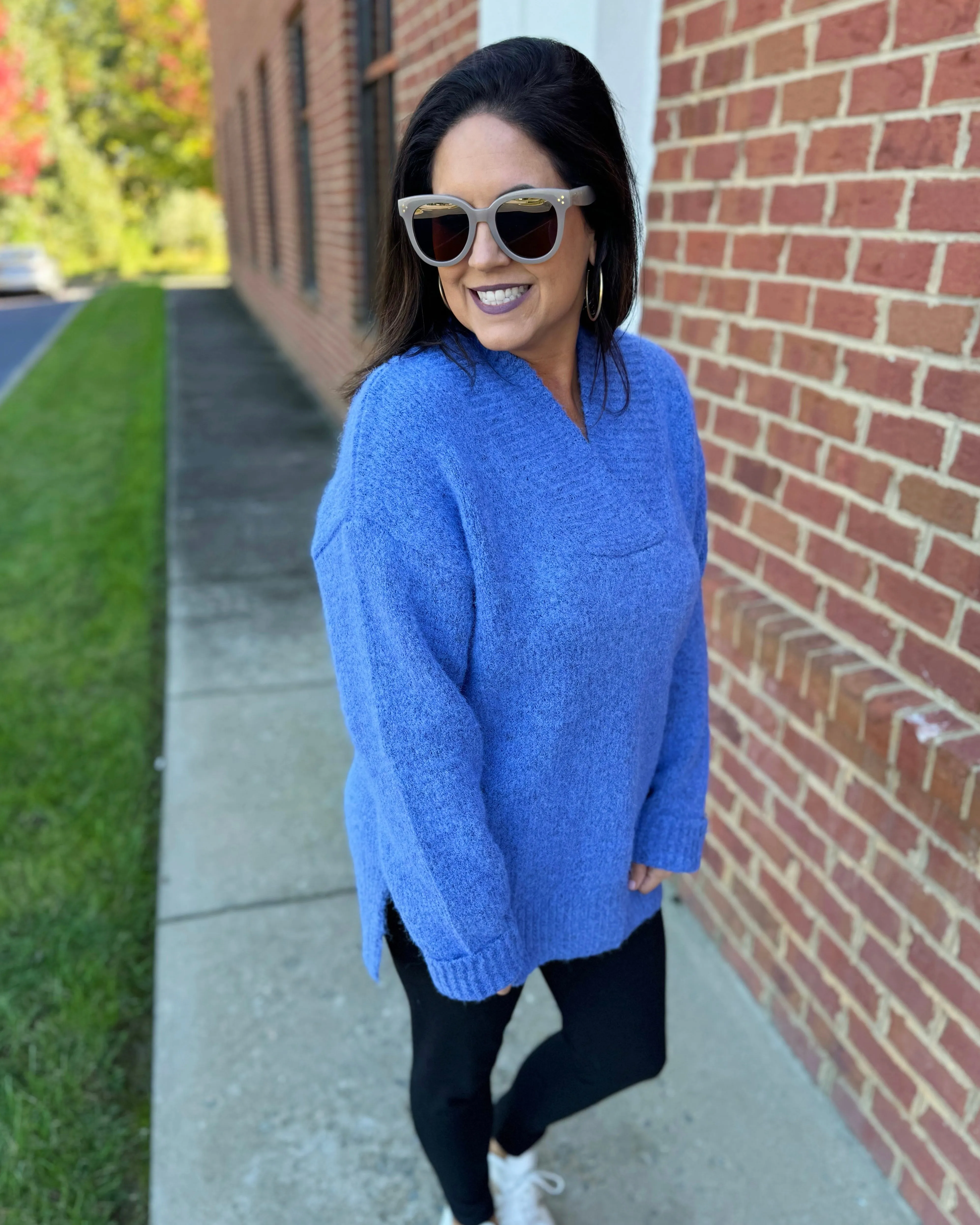 Georgia Slouchy Sweater in Slate Blue FINAL SALE