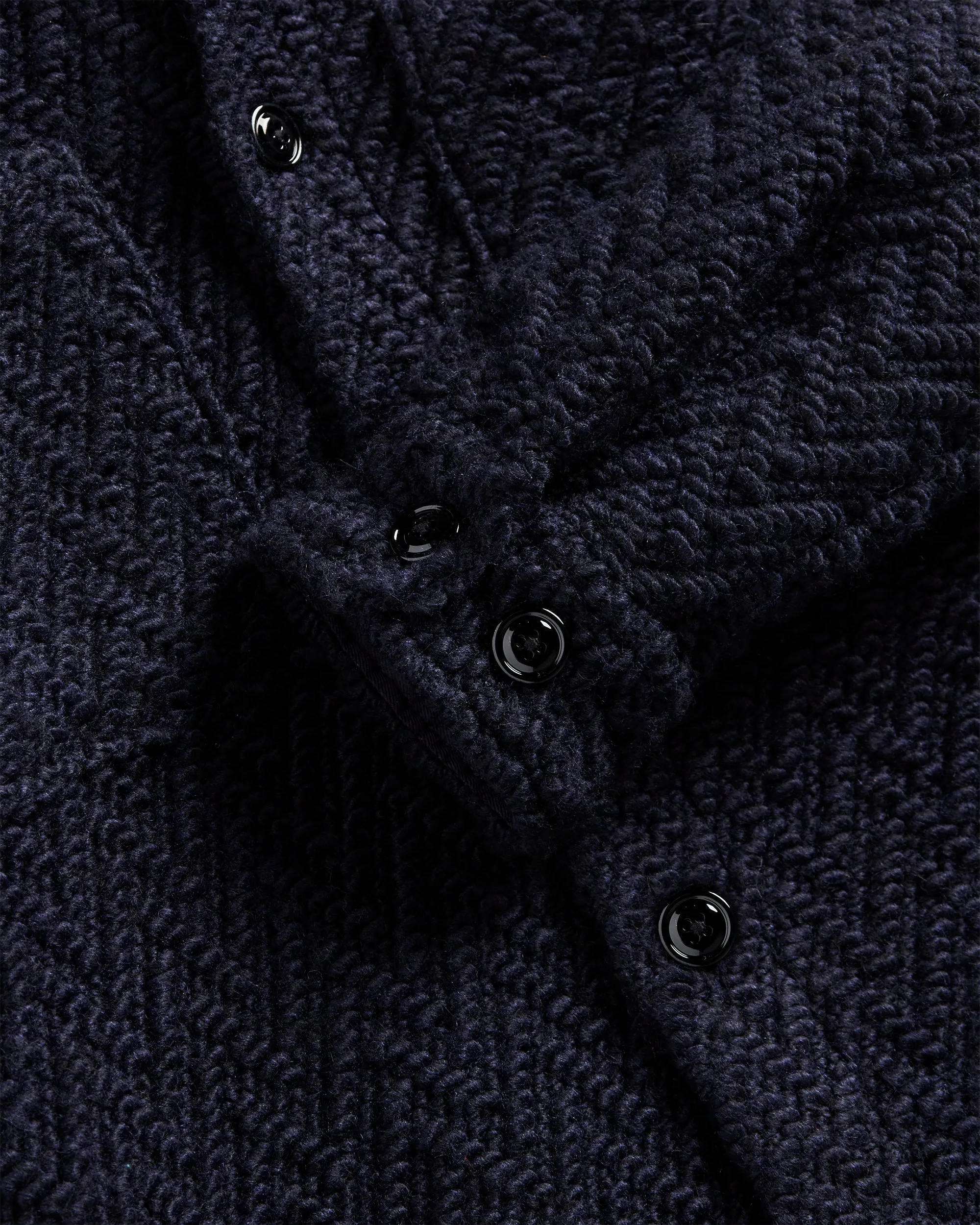 Knitted Herringbone Overshirt - Navy
