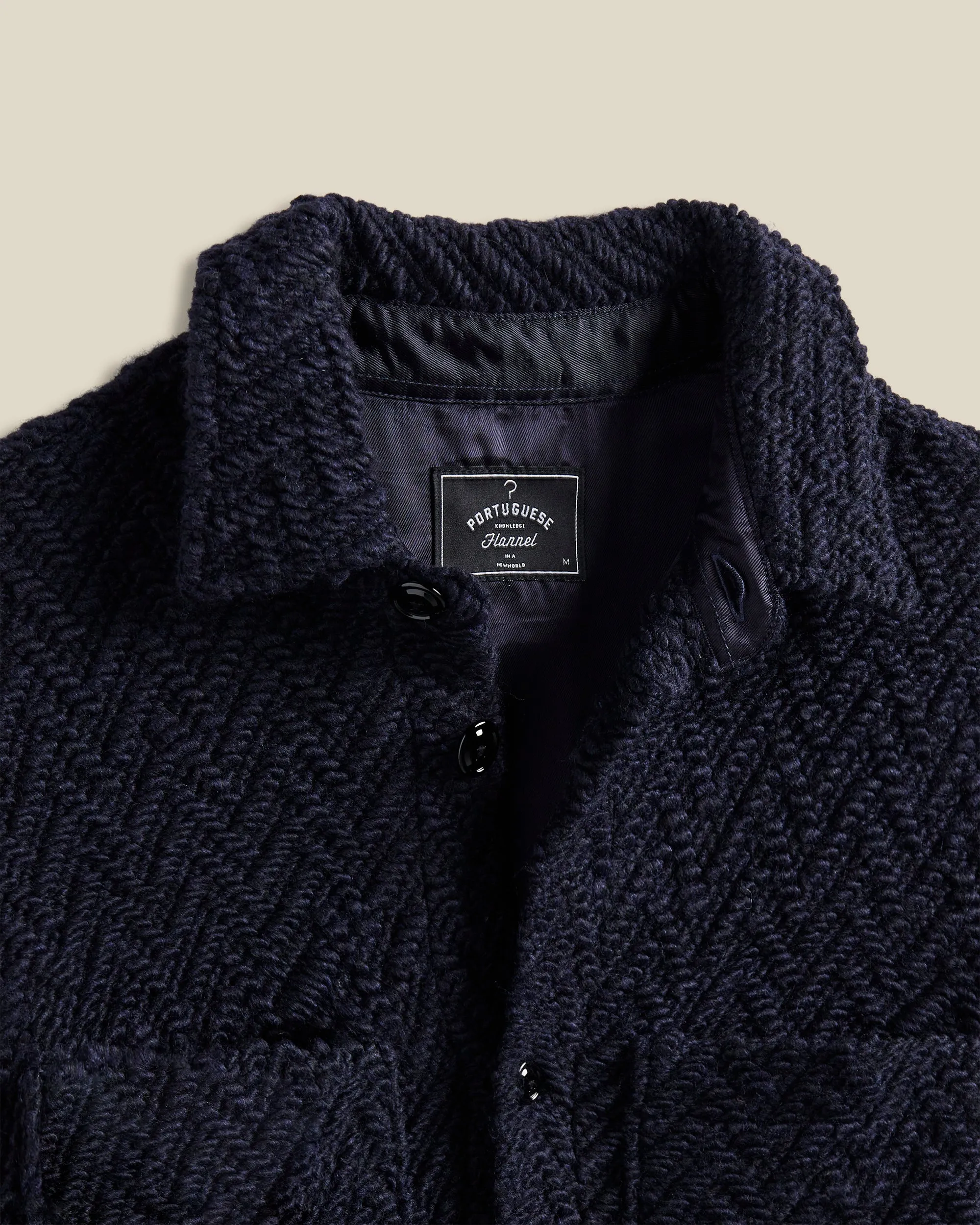 Knitted Herringbone Overshirt - Navy