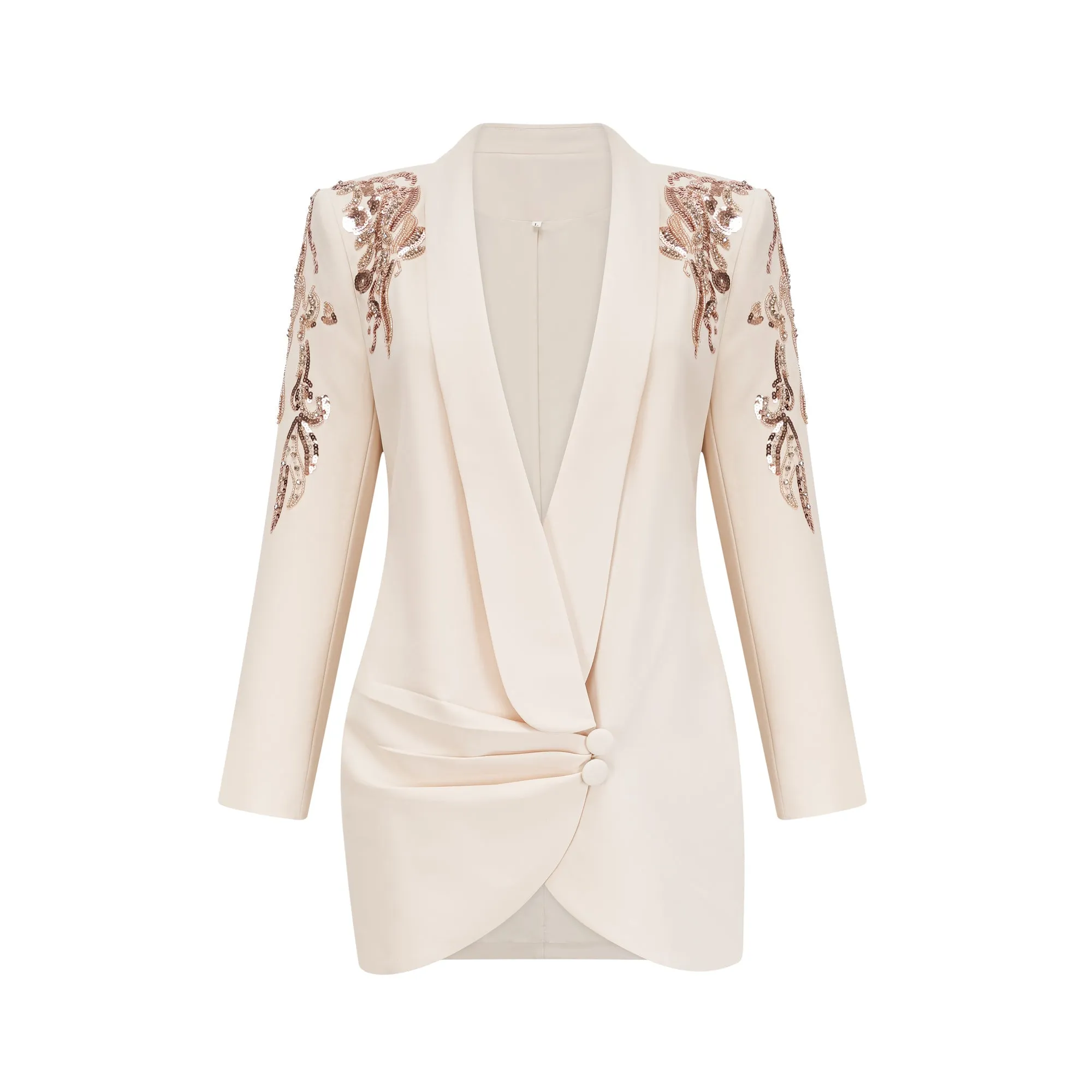 lna embellished sequined blazer dress