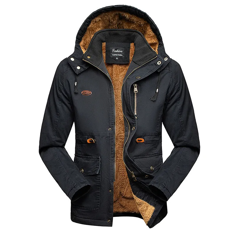 Men's Winter Mid-length Thick Warm Cotton Trench Coat