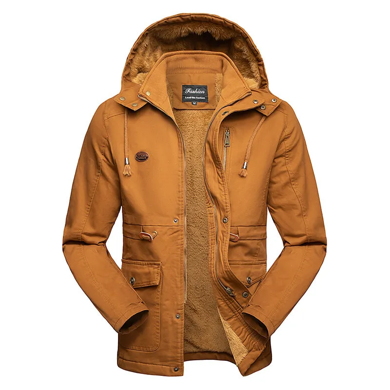 Men's Winter Mid-length Thick Warm Cotton Trench Coat