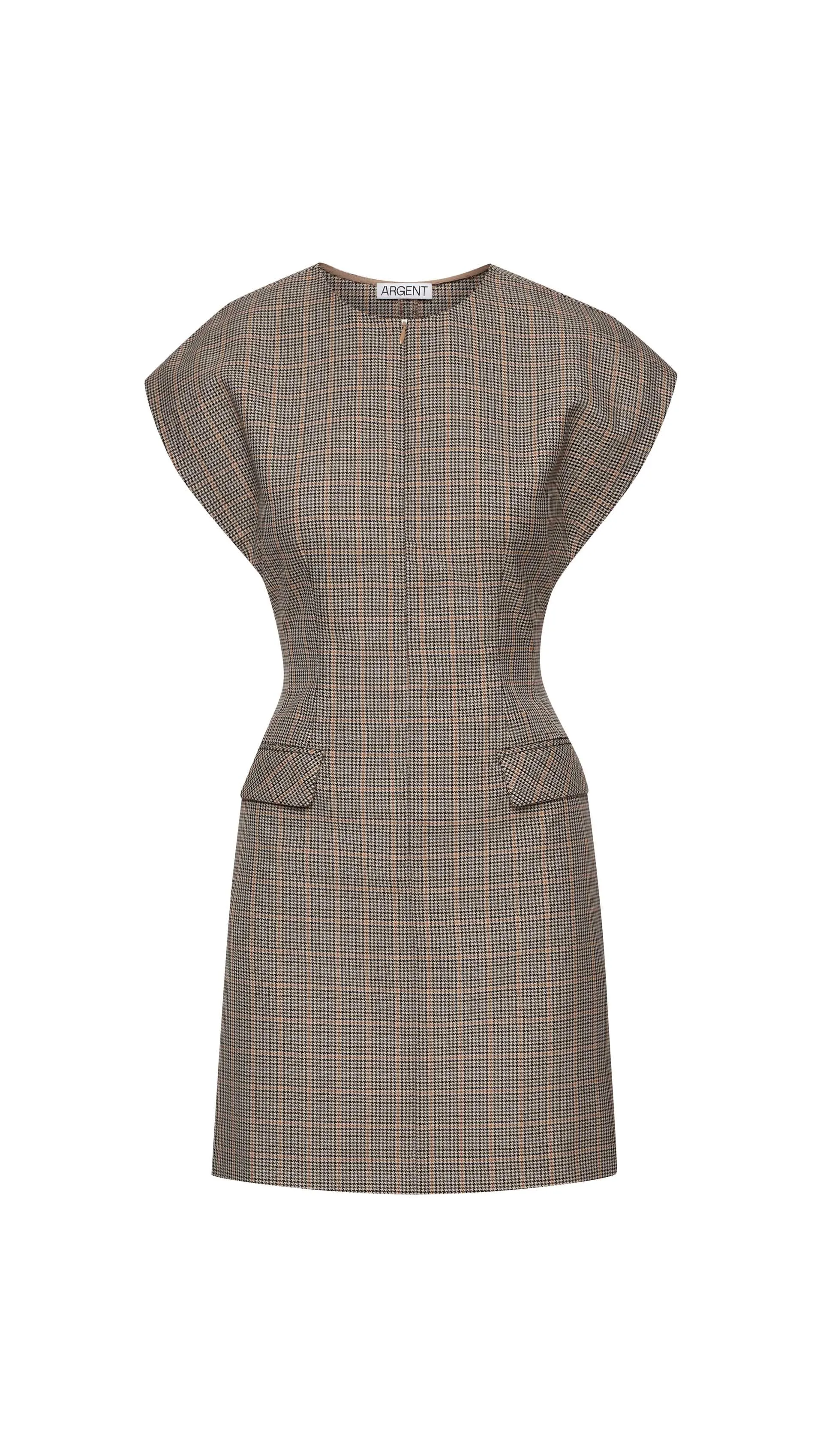 Mini Tailored Dress in Wool Blend | Plaid Houndstooth