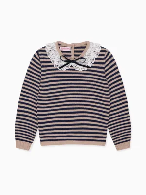 Navy Stripe Blanca Merino Girl Jumper