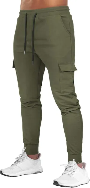 QWENTMTNTY Men's Fashion Sweatpants Slim Fit Elastic Waisted Stretchy Joggers Casual Athletic Jogging Active Pants Trousers