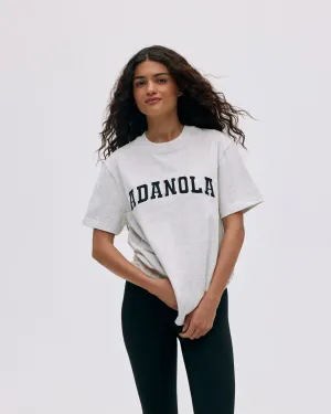 Varsity Short Sleeve Oversized T-shirt - Light Grey Melange/Black