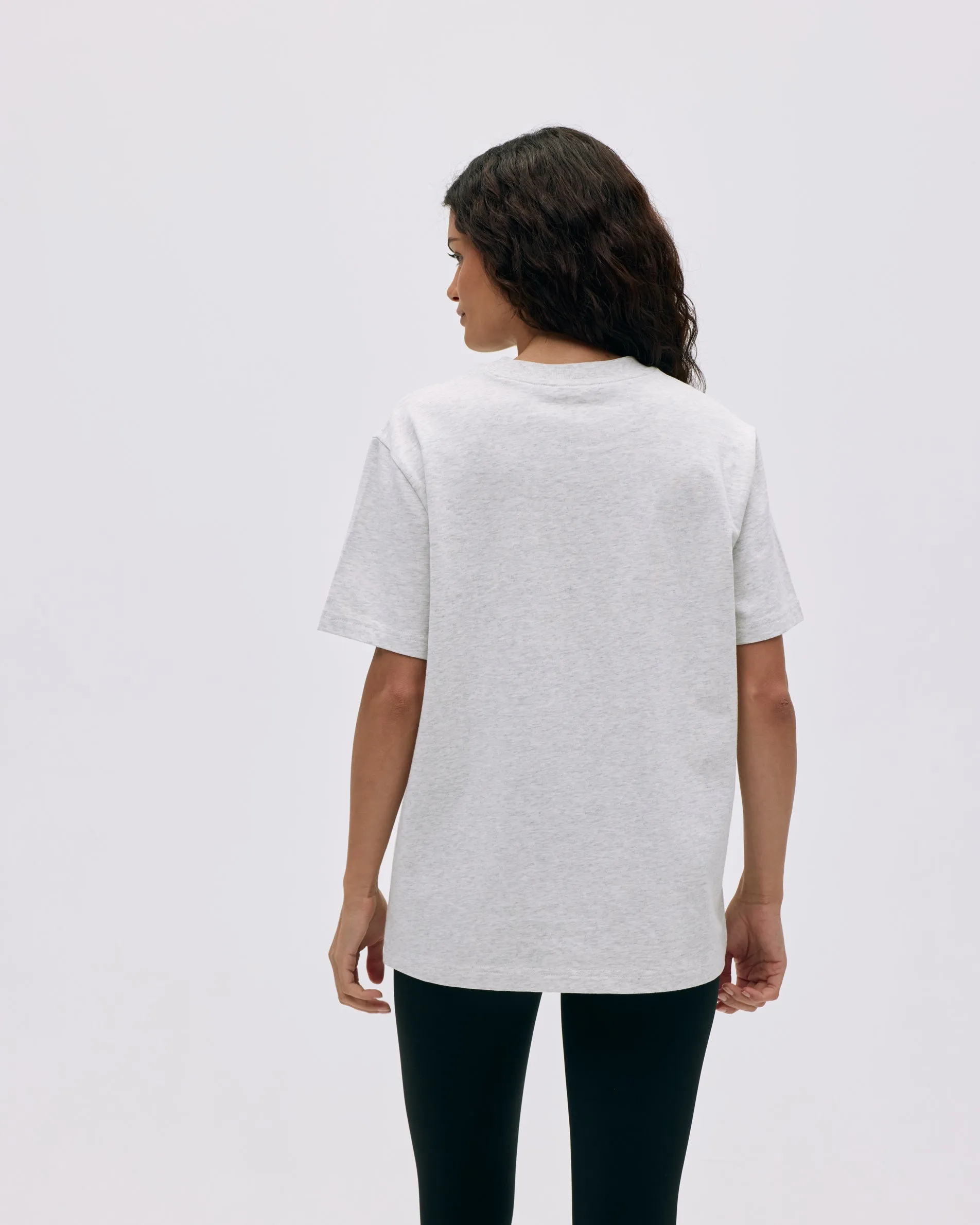 Varsity Short Sleeve Oversized T-shirt - Light Grey Melange/Black