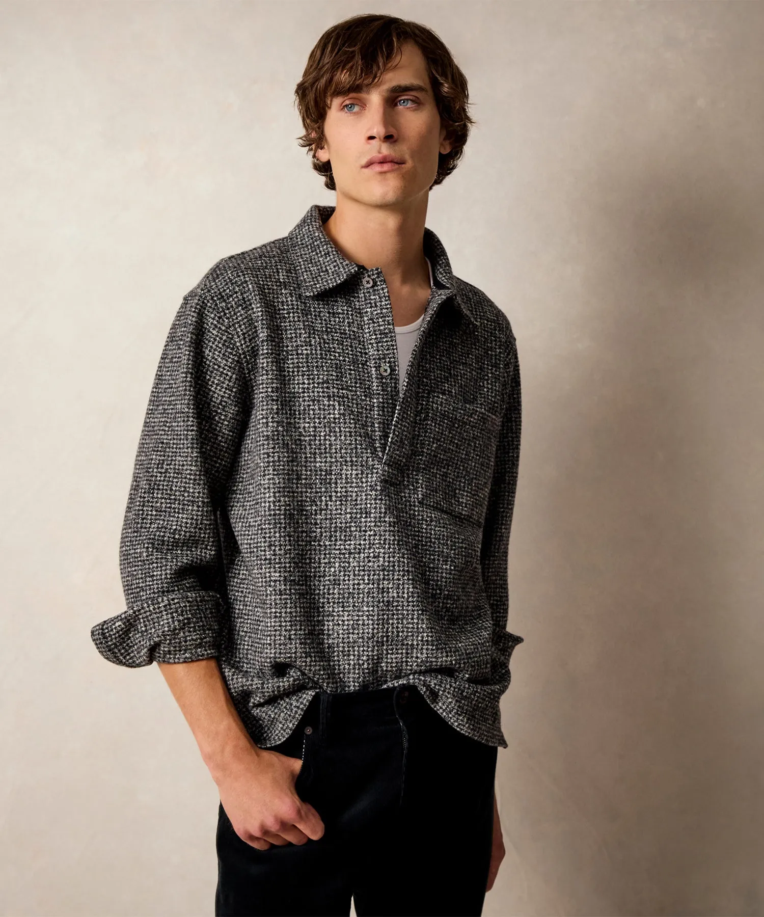 Wool-Silk Polo Overshirt