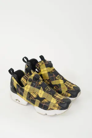 X Reebok Black & Yellow Plaid Instapump Sneaker