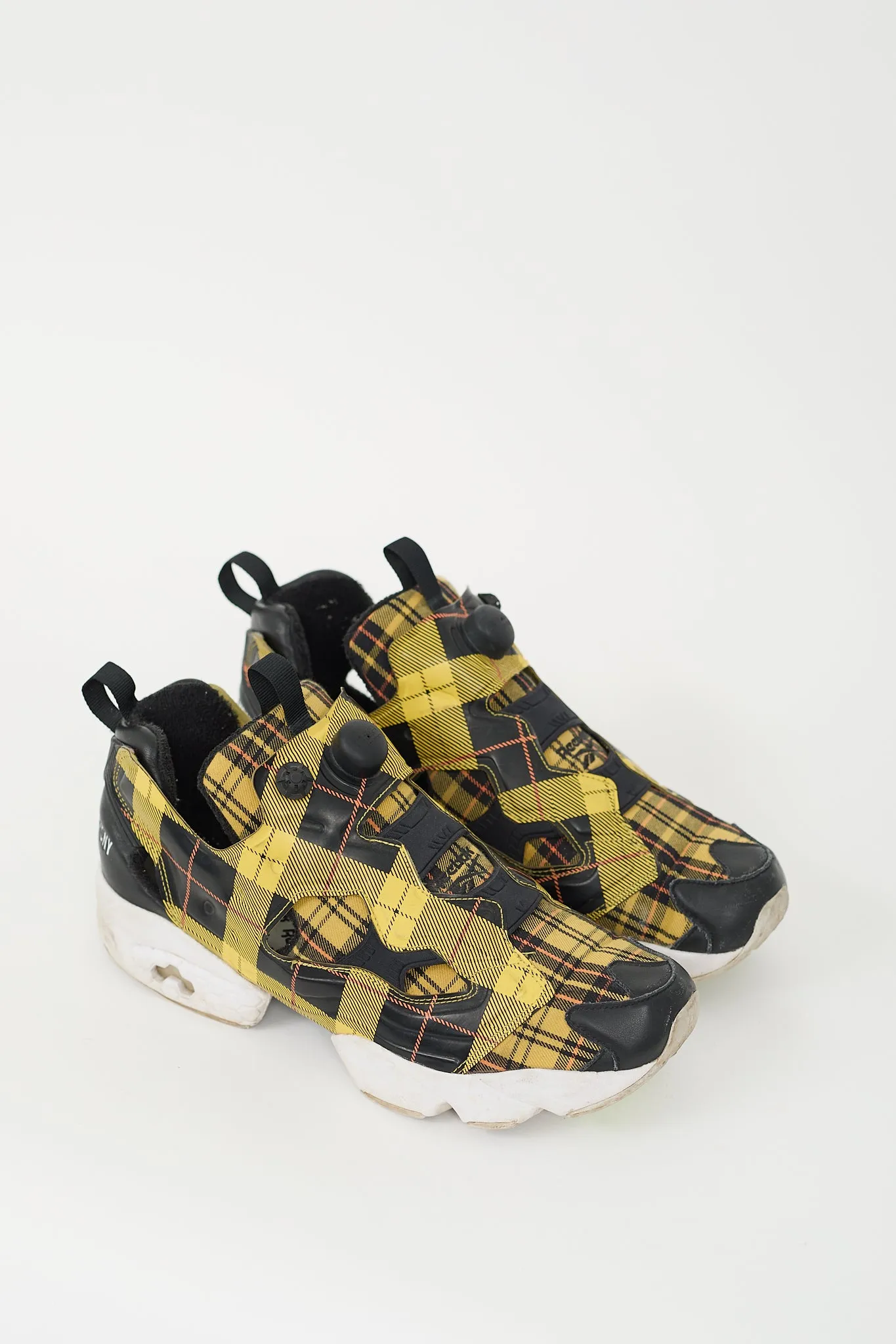 X Reebok Black & Yellow Plaid Instapump Sneaker