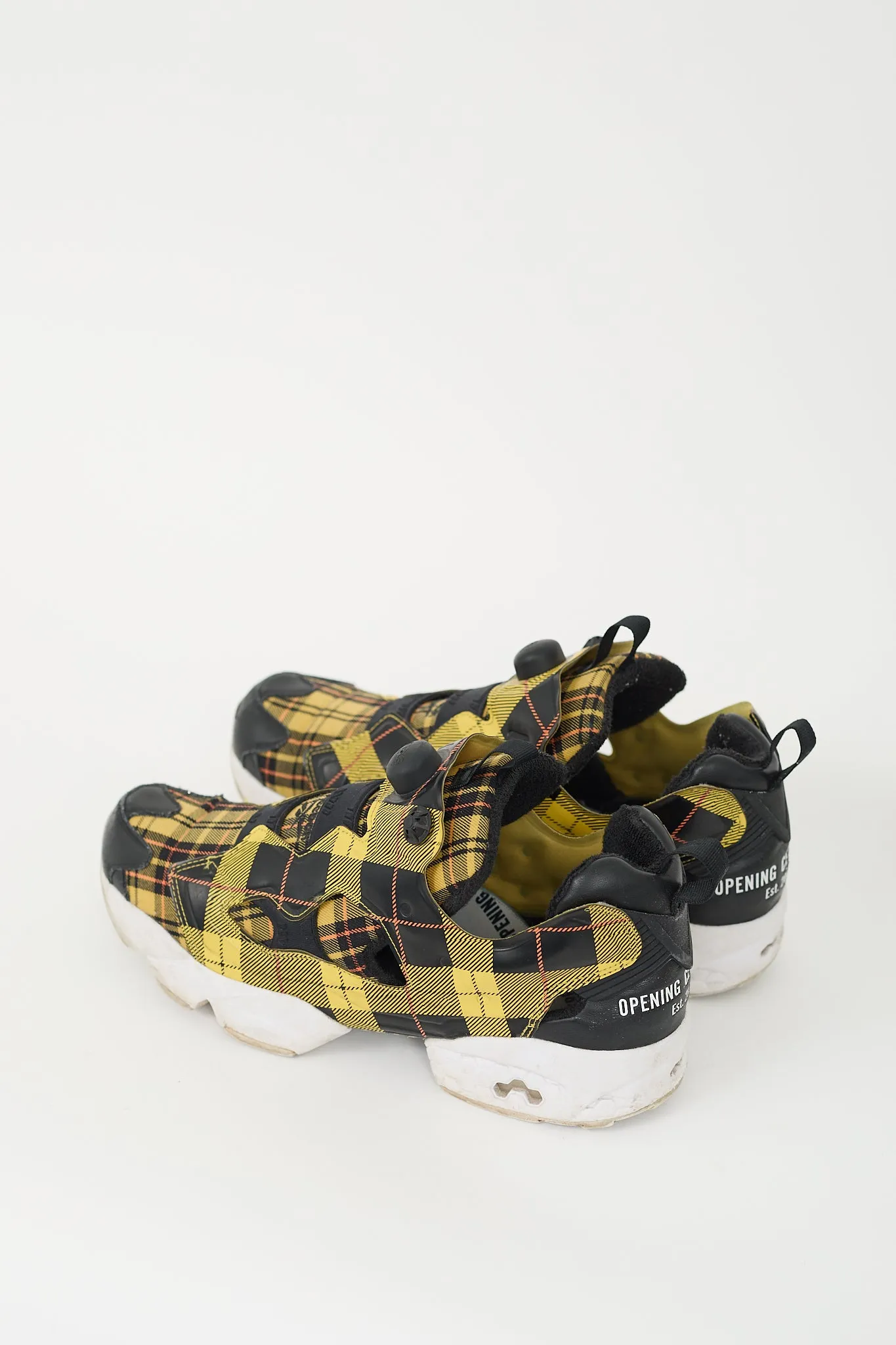 X Reebok Black & Yellow Plaid Instapump Sneaker