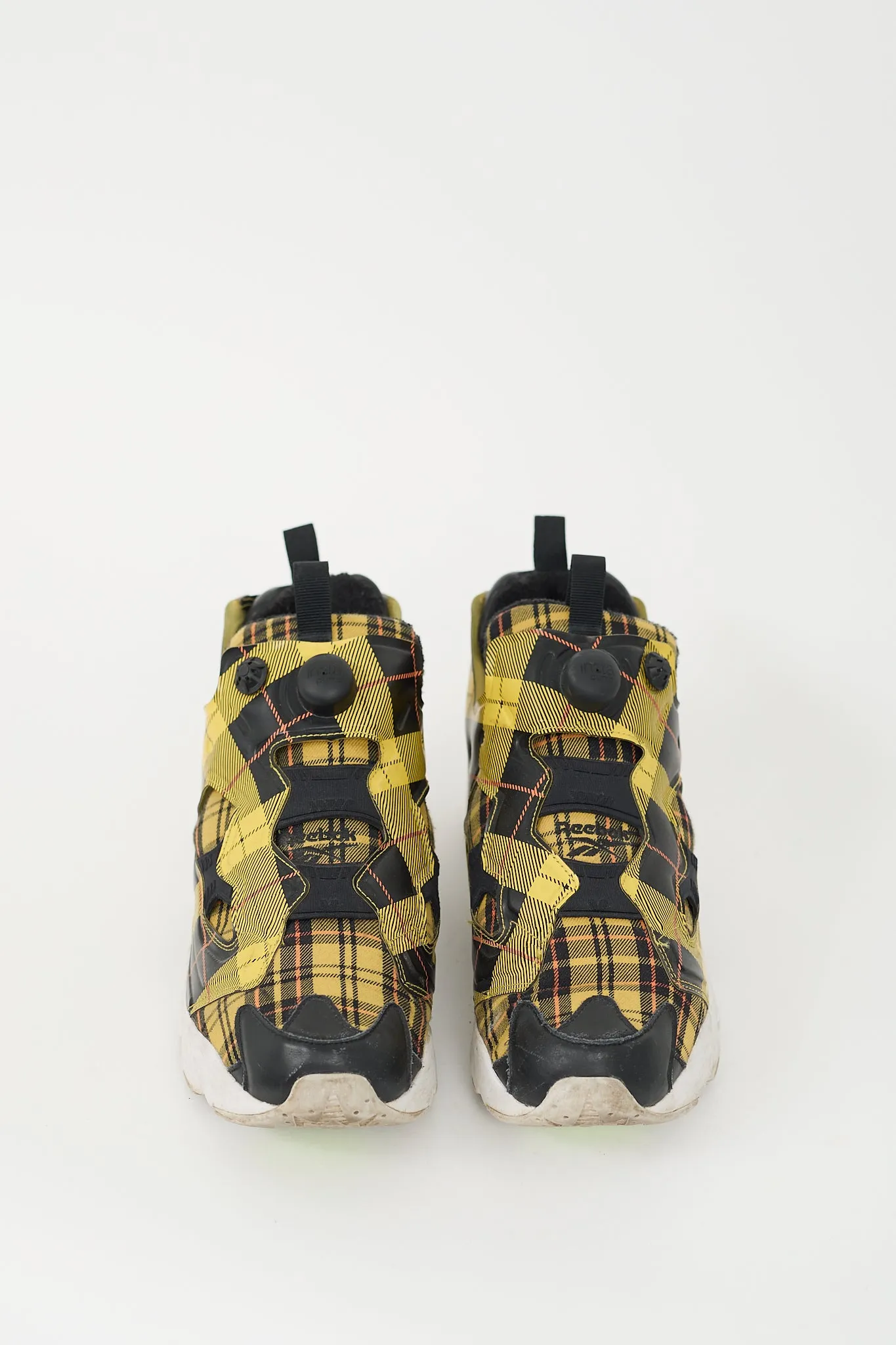 X Reebok Black & Yellow Plaid Instapump Sneaker