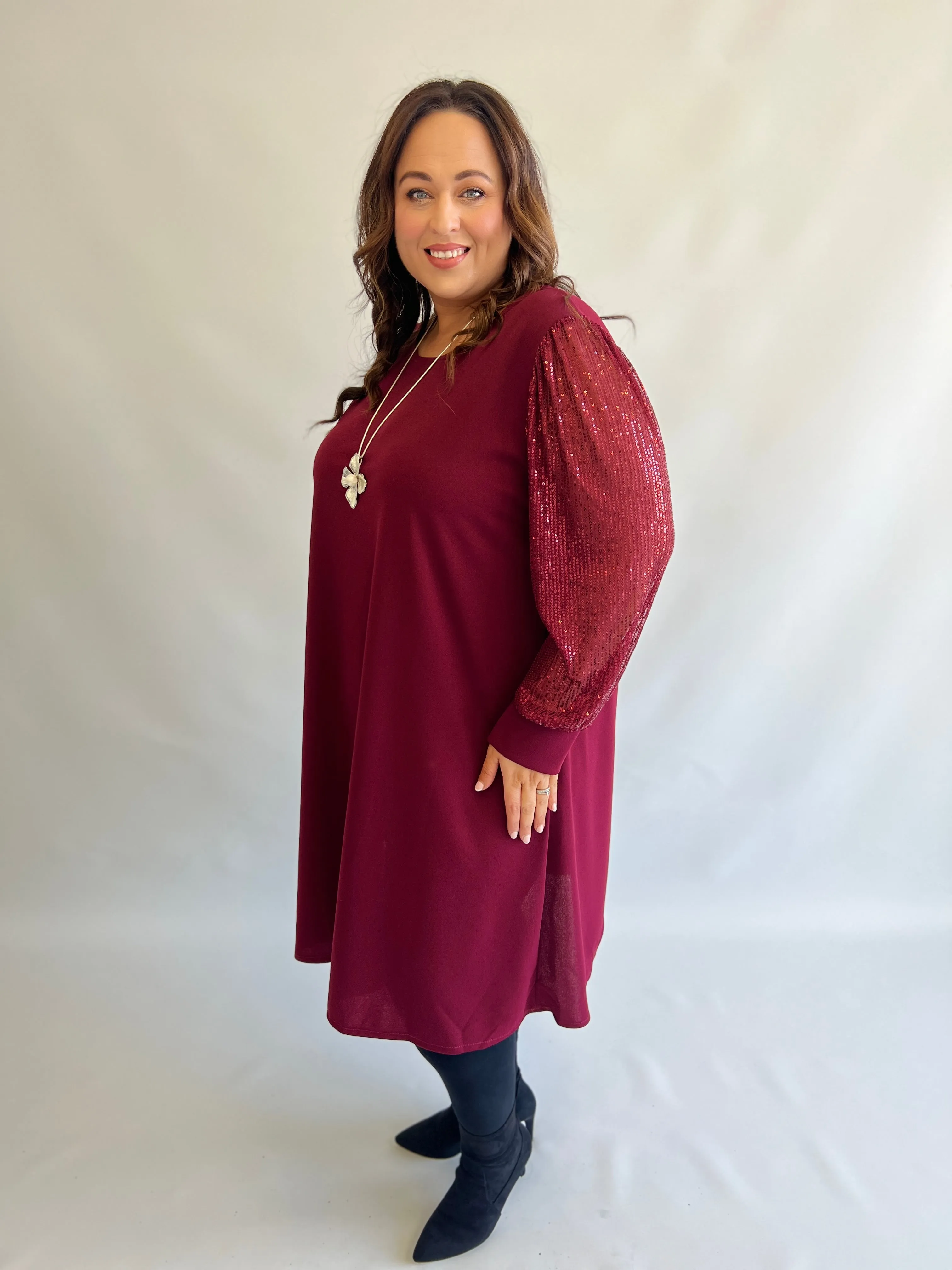 Zali Sequined Dress in Wine
