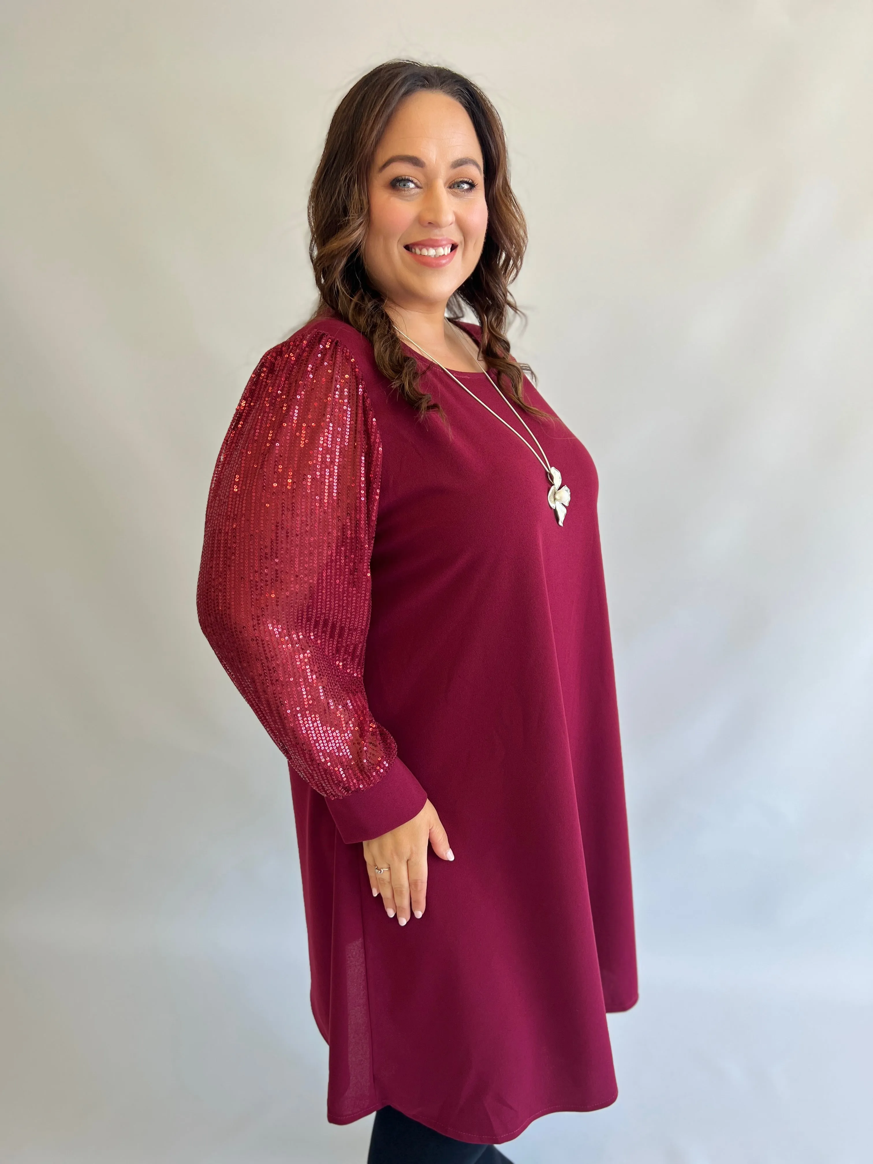 Zali Sequined Dress in Wine
