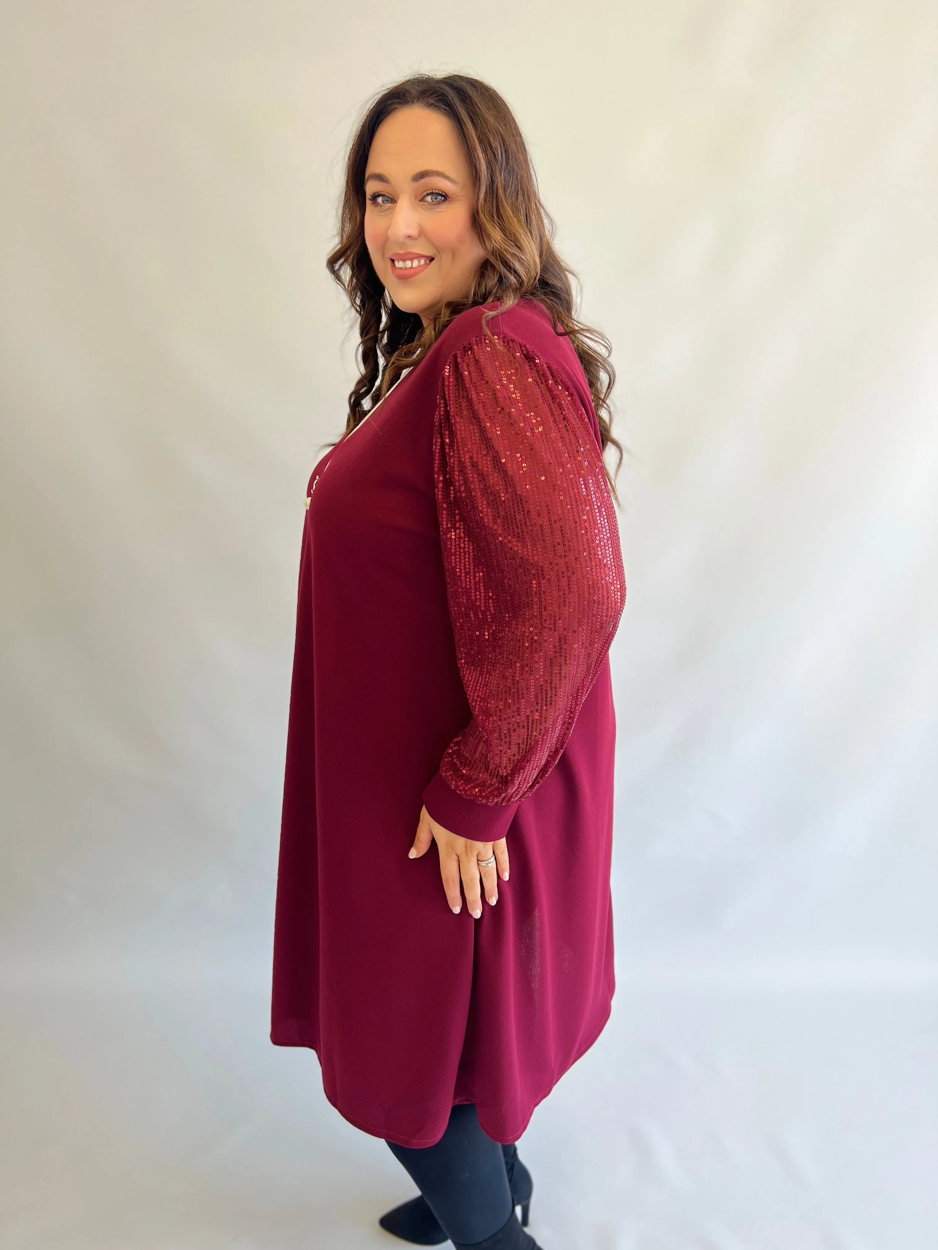 Zali Sequined Dress in Wine